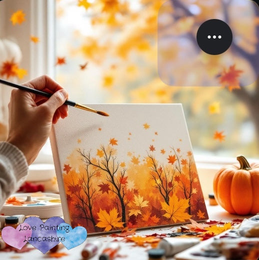 Brusho and watercolour Autumn Flowers & Trees in Garstang PR3