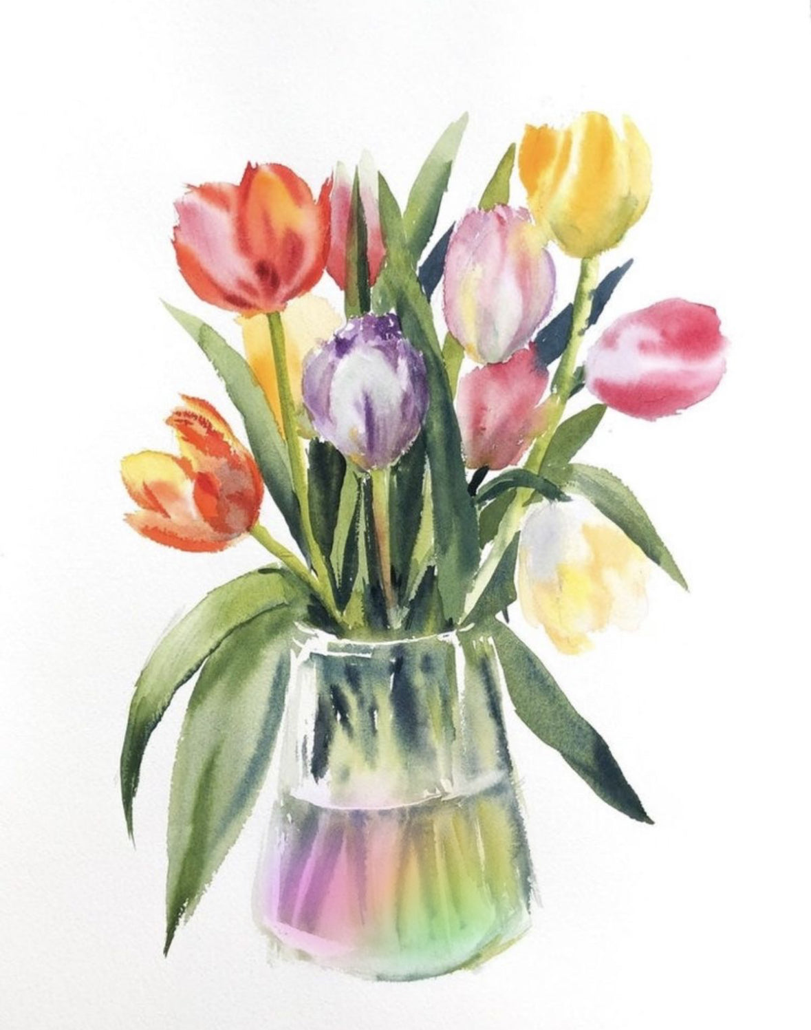 Beginners Brusho Spring Flowers card making workshop or short course