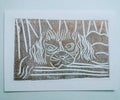 Lino cut Penny the dog