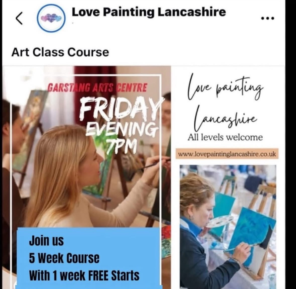 5 session Art Course Garstang, Start Date 12/12/25 Fri 12th Dec  7pm