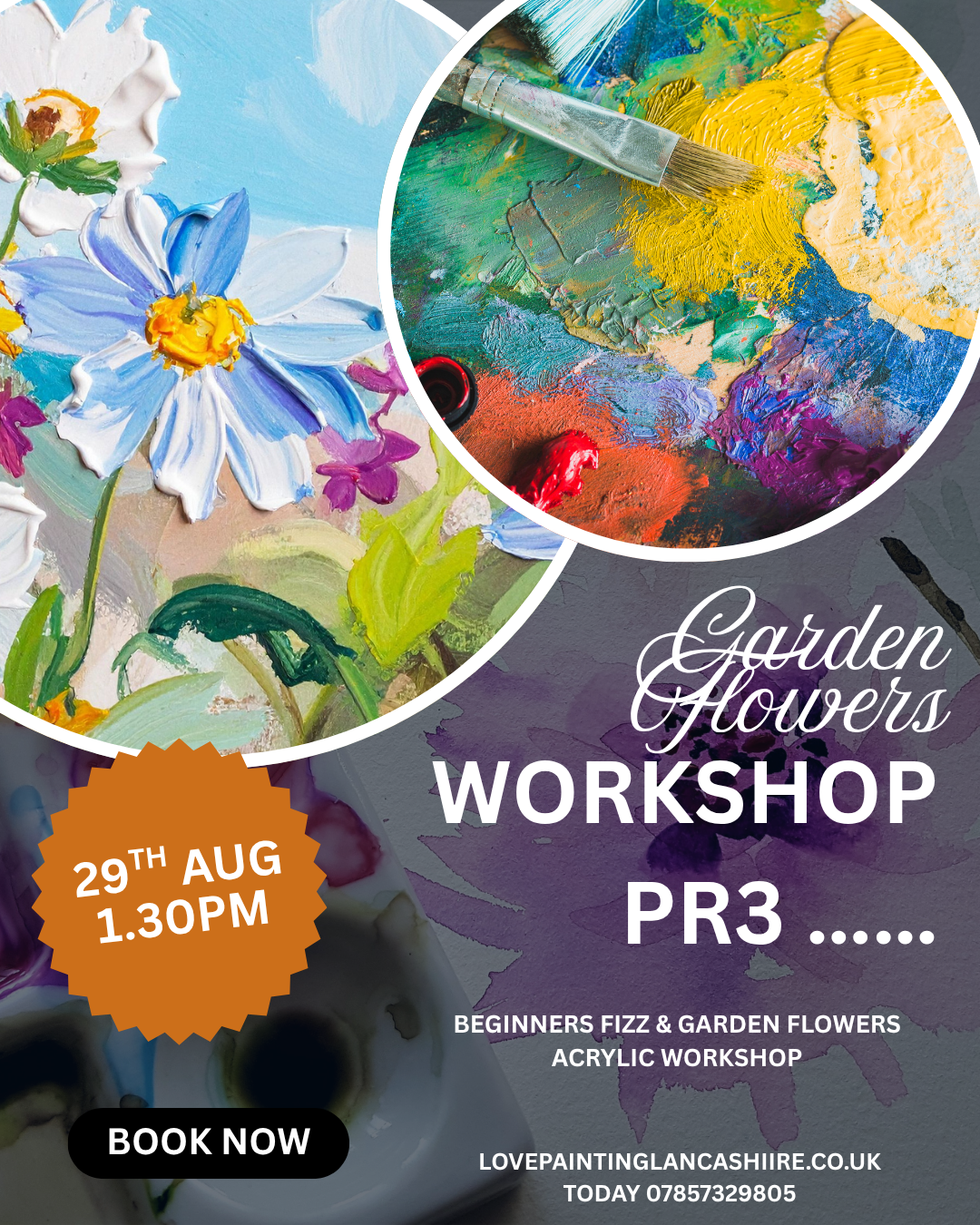 Fizz & Garden Flowers acrylic Workshops PR3 Beginners💜
