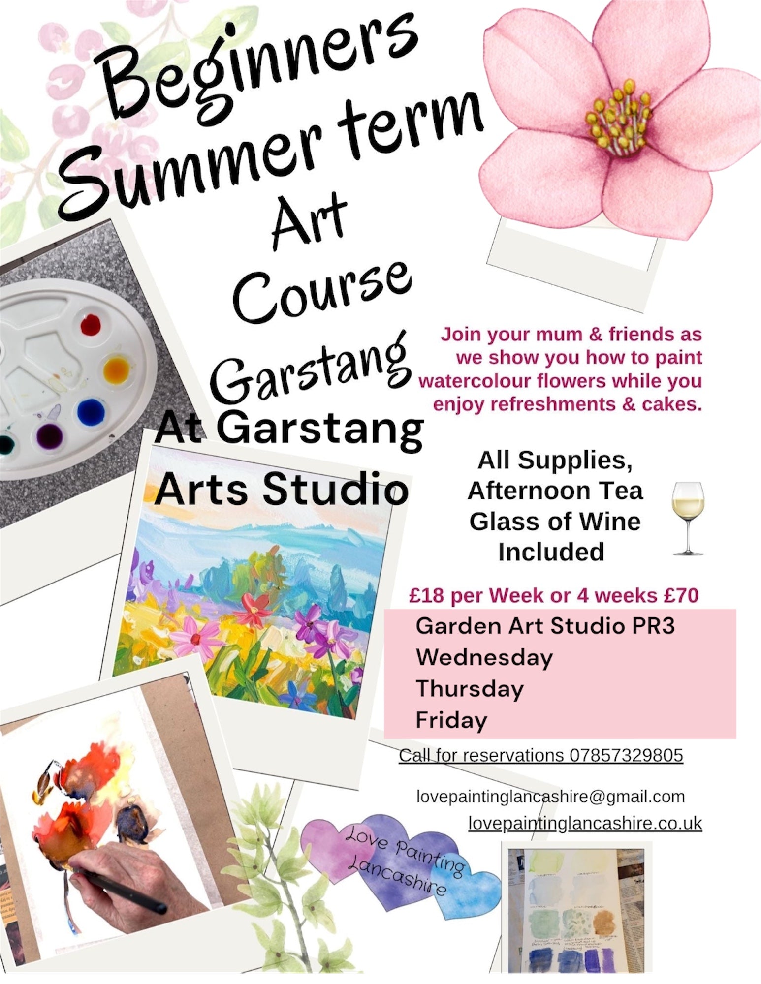 Summer Term Total Beginners Art Course- watercolours Wednesday, Thursday, Friday, Saturday