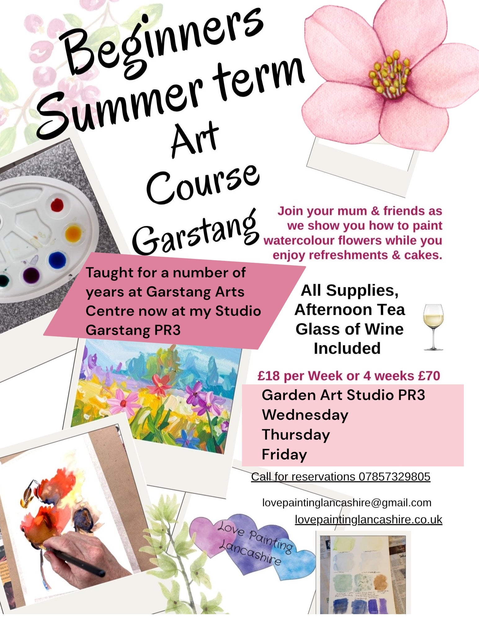Summer Term Total Beginners Art Course- watercolours Wednesday, Thursday, Friday, Saturday