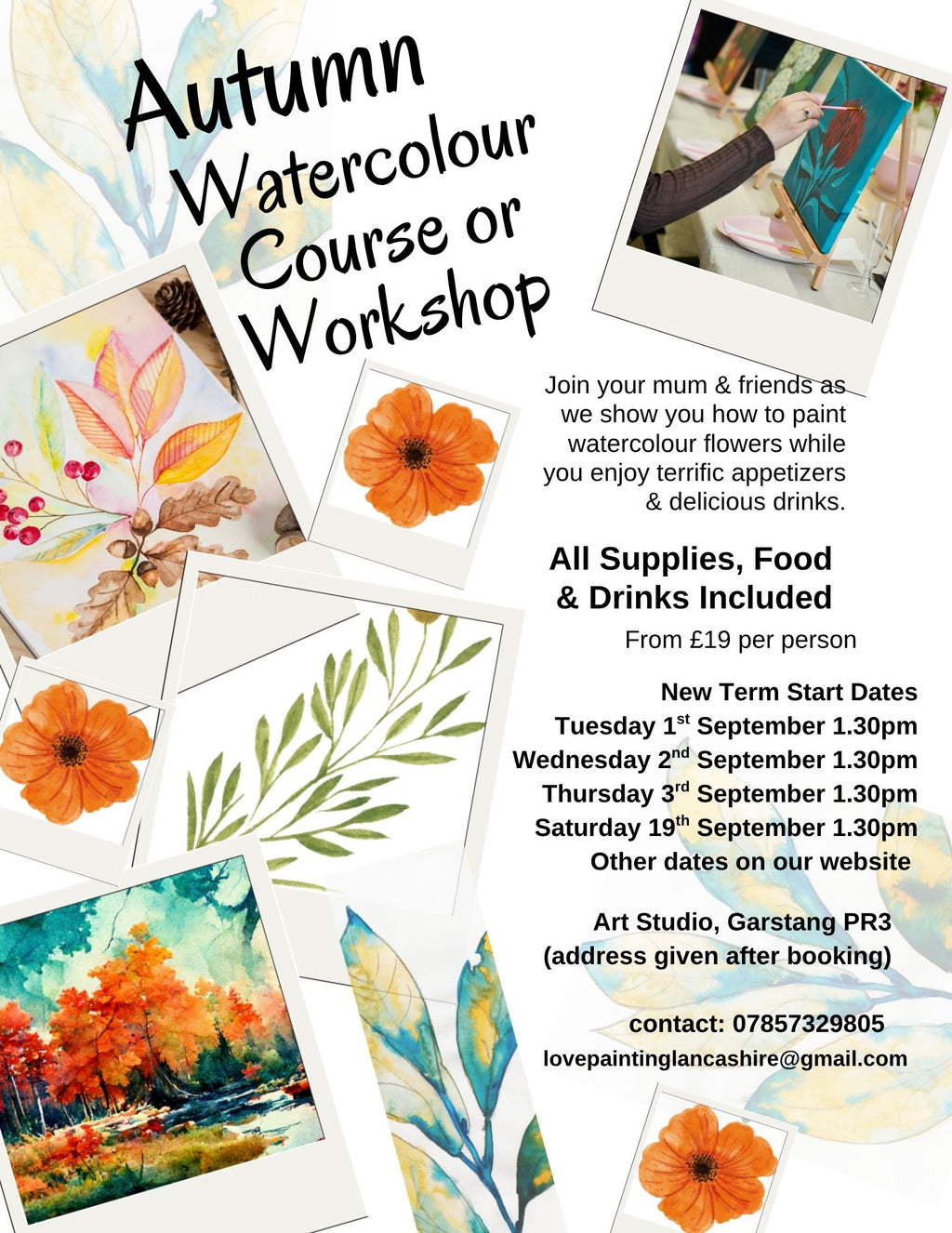 Autumn Term Total Beginners Art Course/ workshop - watercolours